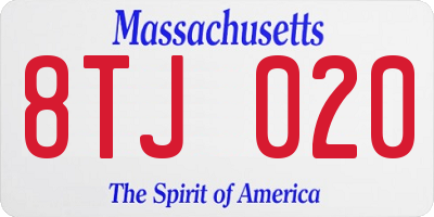 MA license plate 8TJ020