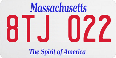 MA license plate 8TJ022