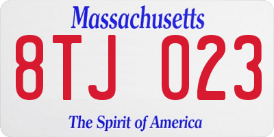 MA license plate 8TJ023