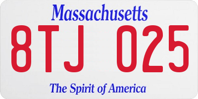 MA license plate 8TJ025