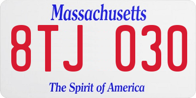 MA license plate 8TJ030