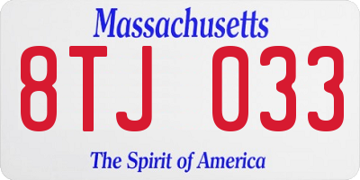 MA license plate 8TJ033