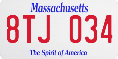 MA license plate 8TJ034