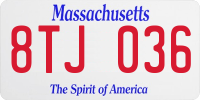 MA license plate 8TJ036