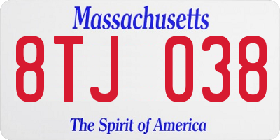 MA license plate 8TJ038
