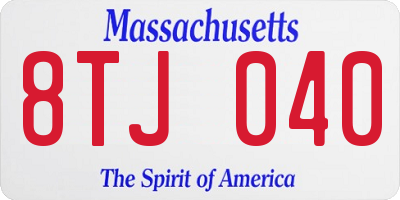 MA license plate 8TJ040
