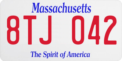 MA license plate 8TJ042