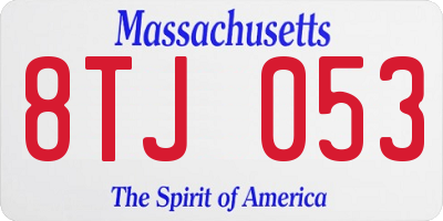 MA license plate 8TJ053