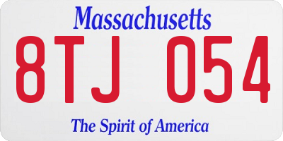 MA license plate 8TJ054