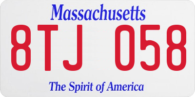 MA license plate 8TJ058