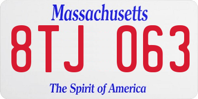 MA license plate 8TJ063