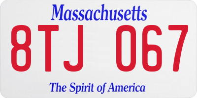 MA license plate 8TJ067