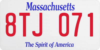 MA license plate 8TJ071