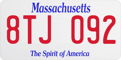 MA license plate 8TJ092
