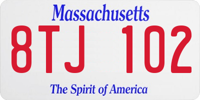 MA license plate 8TJ102