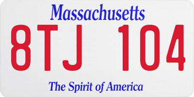 MA license plate 8TJ104