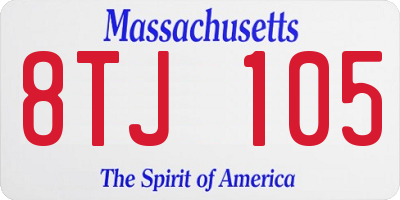 MA license plate 8TJ105