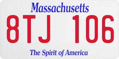 MA license plate 8TJ106