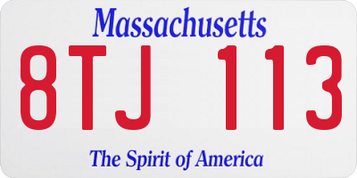 MA license plate 8TJ113
