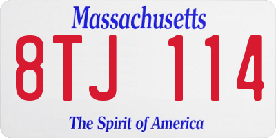 MA license plate 8TJ114