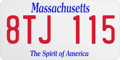 MA license plate 8TJ115