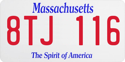MA license plate 8TJ116