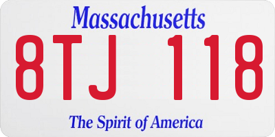 MA license plate 8TJ118