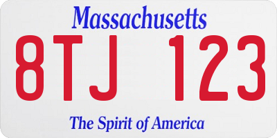 MA license plate 8TJ123