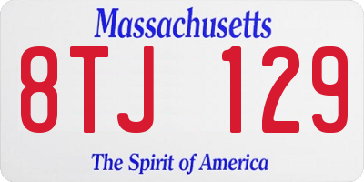 MA license plate 8TJ129