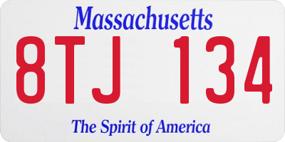 MA license plate 8TJ134
