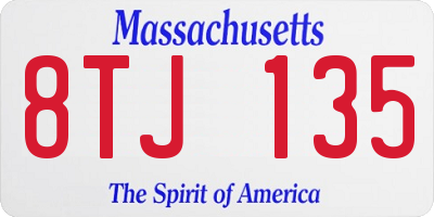 MA license plate 8TJ135