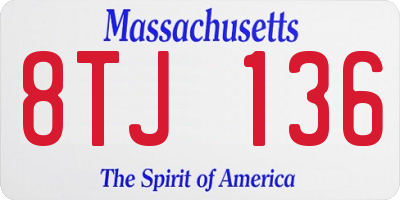 MA license plate 8TJ136