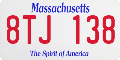 MA license plate 8TJ138