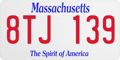 MA license plate 8TJ139