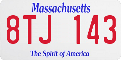 MA license plate 8TJ143