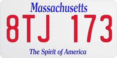 MA license plate 8TJ173