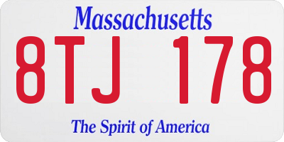 MA license plate 8TJ178