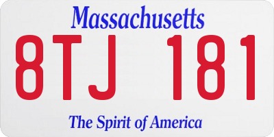 MA license plate 8TJ181