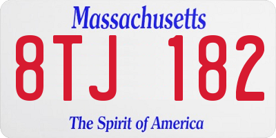 MA license plate 8TJ182