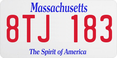 MA license plate 8TJ183