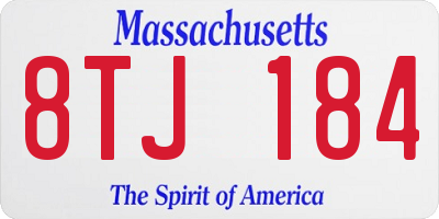 MA license plate 8TJ184