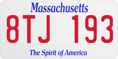 MA license plate 8TJ193