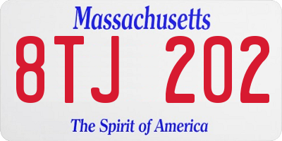 MA license plate 8TJ202