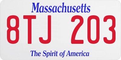 MA license plate 8TJ203