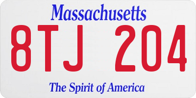 MA license plate 8TJ204