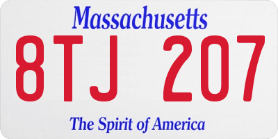 MA license plate 8TJ207