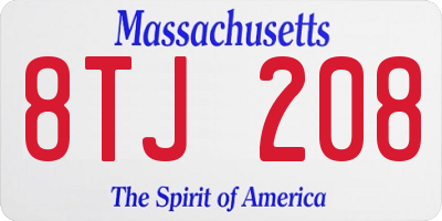 MA license plate 8TJ208