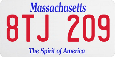 MA license plate 8TJ209