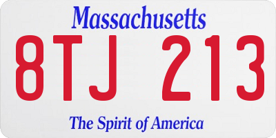 MA license plate 8TJ213