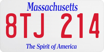 MA license plate 8TJ214